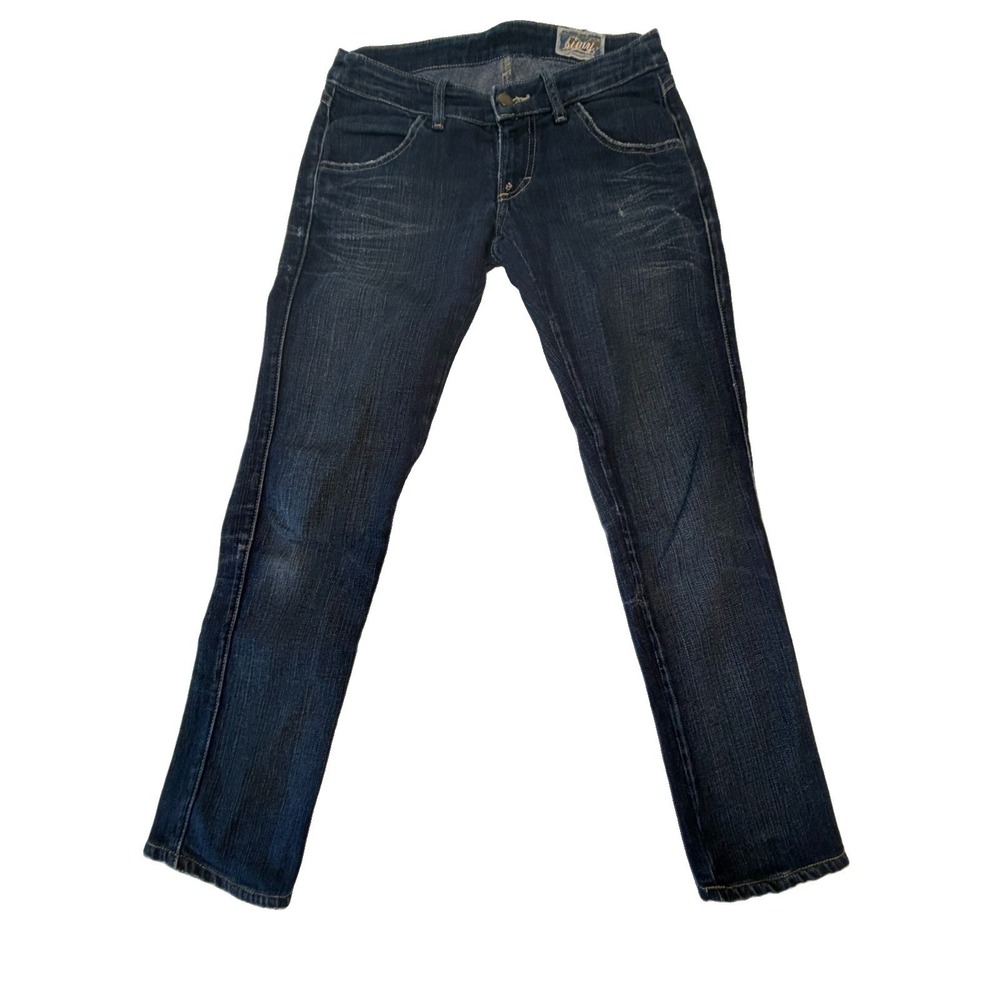 Siwy Jeans Women's 27 Low Rise Skinny Dark Wash Y2K Embroidered Made USA